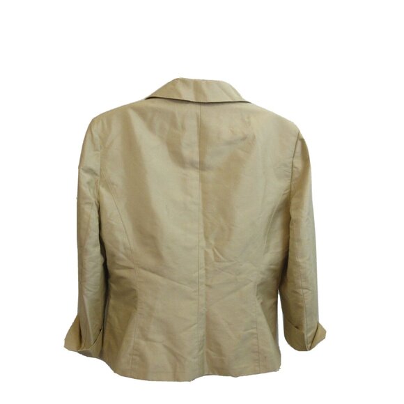 Ann Taylor 100% Silk Blazer Jacket Size 12 Gold Formal Evening Lined Rhinestone - Picture 5 of 12